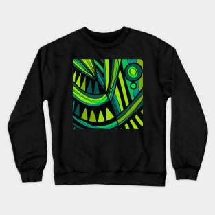 Mazipoodles New Fish Head Leaves Jazz Funk Dusty Teal Green Black Crewneck Sweatshirt